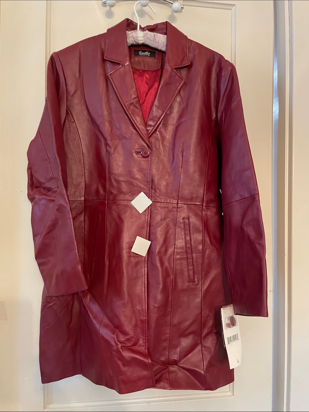 Excelled Vintage with Tags Classic Burgundy Leather Long Jacket